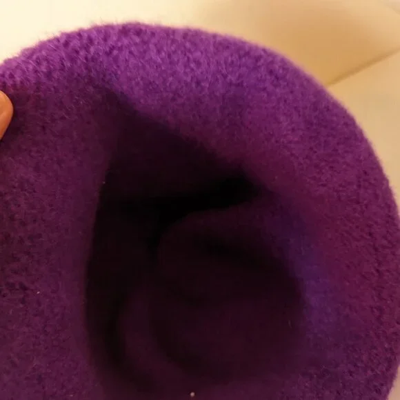 Handmade Boho Bucket Hat Knit Flower Curled Brim Purple Retro‎ Old Timey Vintage - Picture 4 of 7